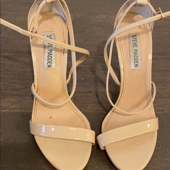 Steve Madden Shoes - Steve Madden Strappy Patent Nude Heeled Sandals